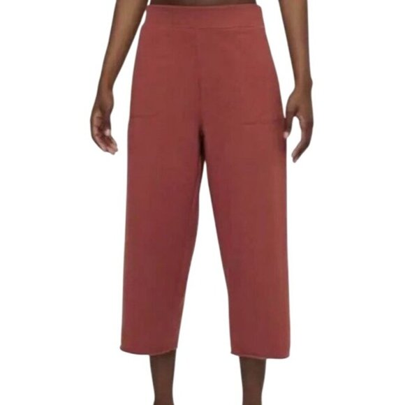 Nike Pants - Nike Yoga Luxe Women's Pants Fleece Cropped Rust Brown Large NEW DA0776-670